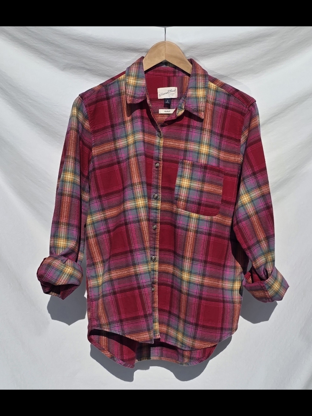 Universal Thread Pink and Red Plaid Button-Up Shirt - Picture 2 of 12